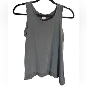 ECRU Asymmetrical Charcoal Tank Top Linen/Silk Blend | Size S